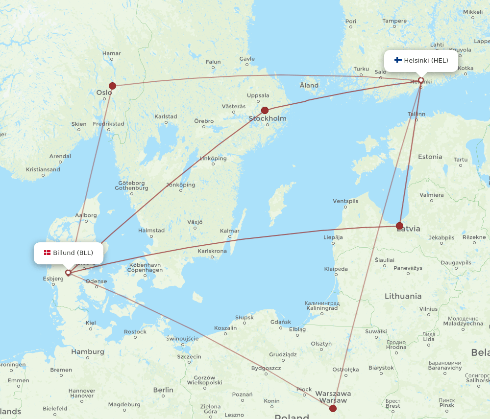 BLL-HEL flight routes