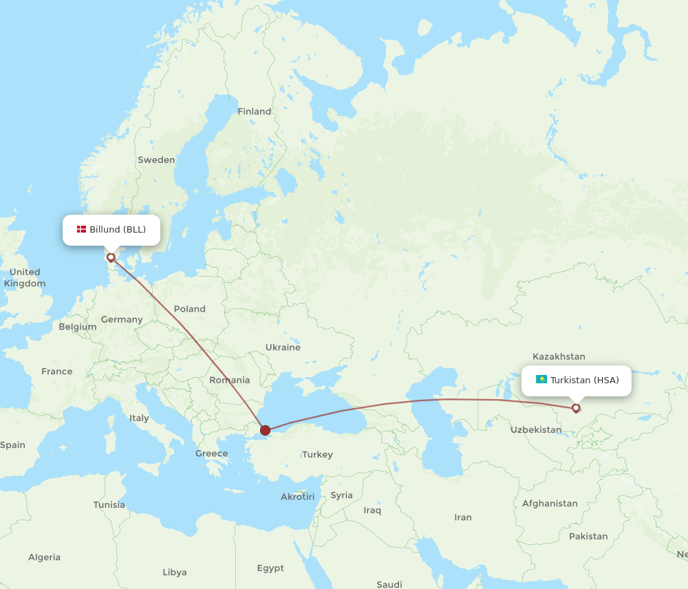 BLL-HSA flight routes