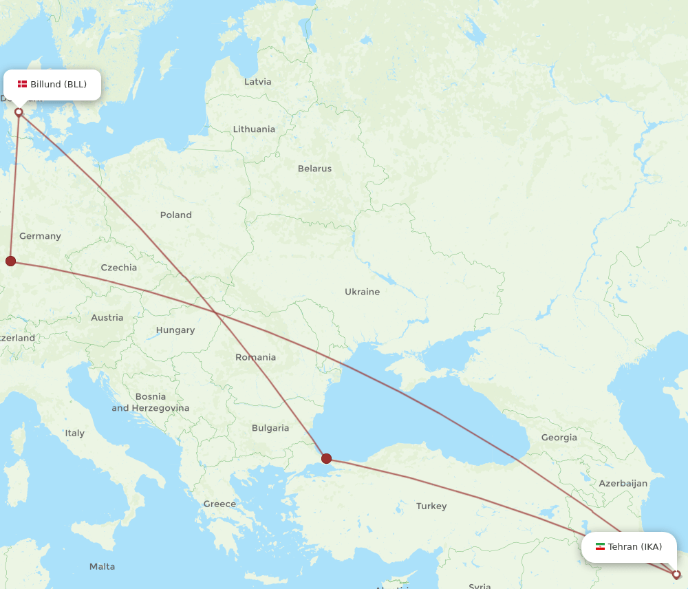 BLL-IKA flight routes