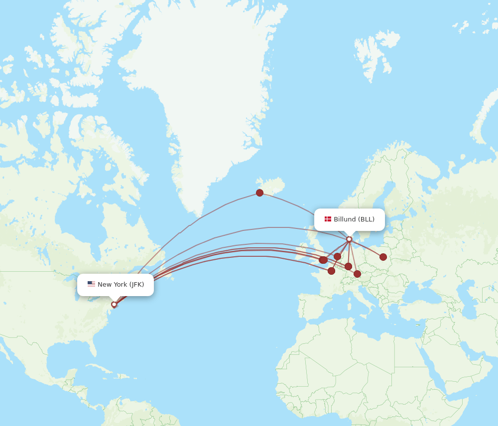 BLL-JFK flight routes