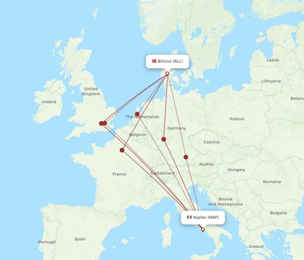 BLL-NAP flight routes