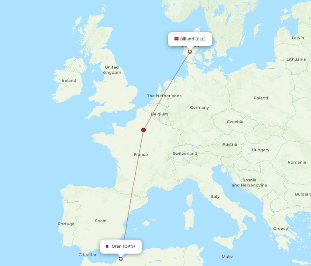 BLL-ORN flight routes