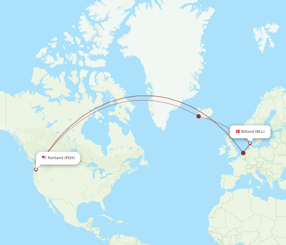 BLL-PDX flight routes