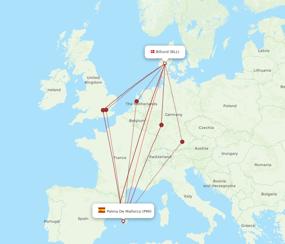 BLL-PMI flight routes