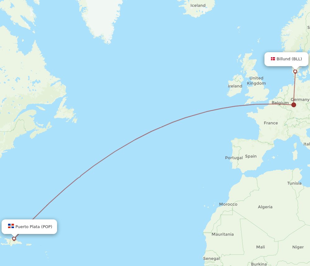 BLL-POP flight routes