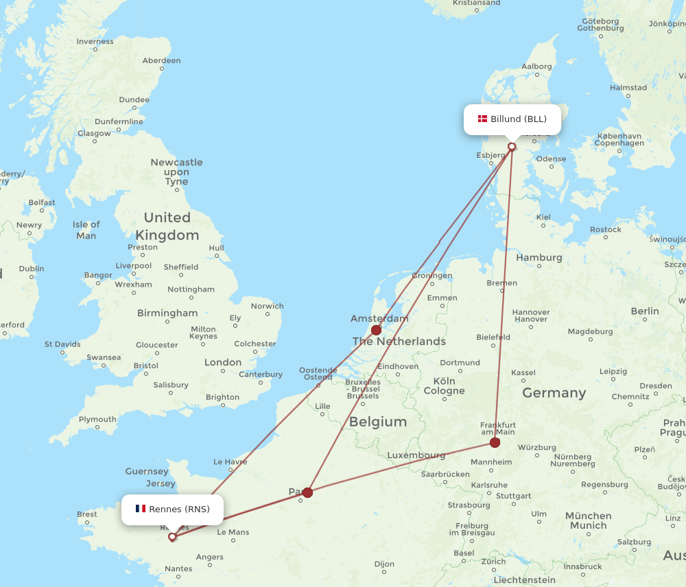 BLL-RNS flight routes