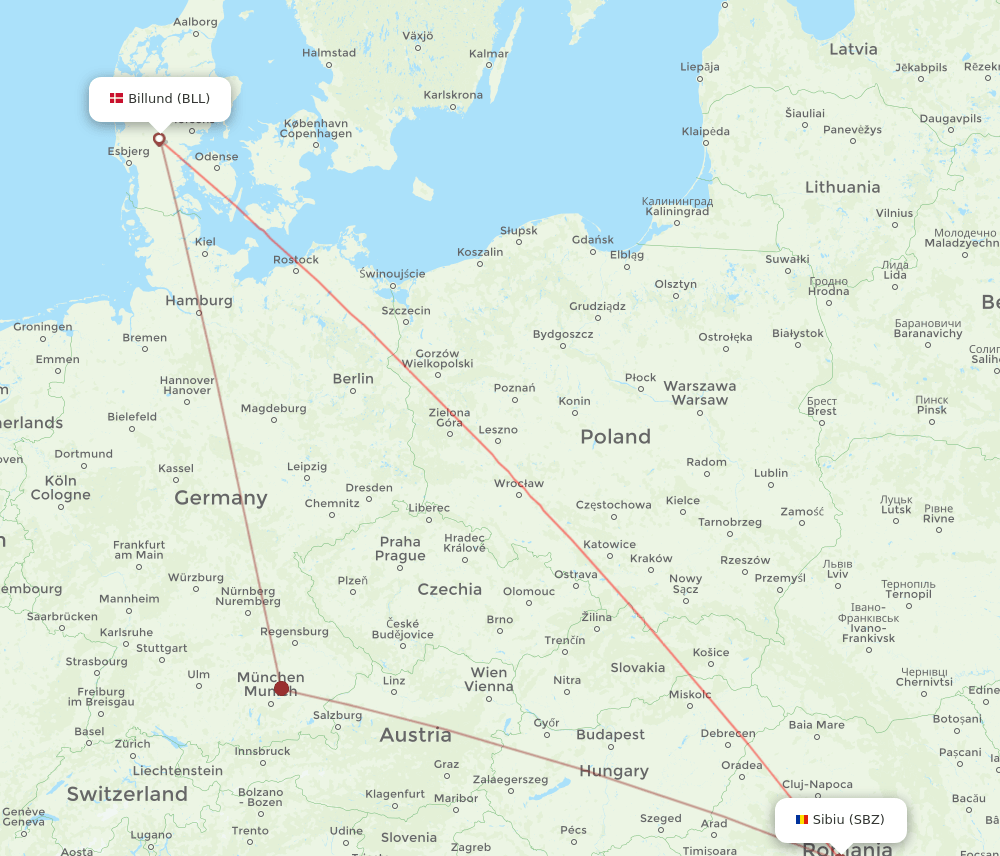 BLL-SBZ flight routes