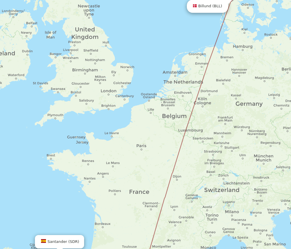 BLL-SDR flight routes