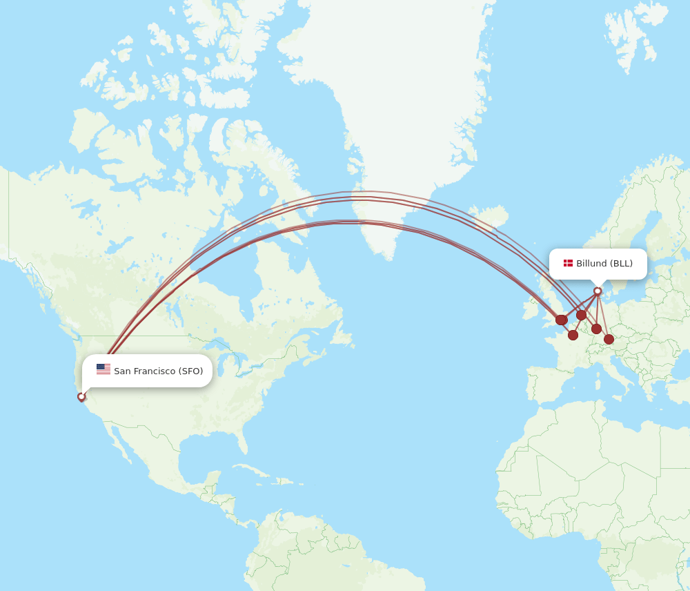 BLL-SFO flight routes