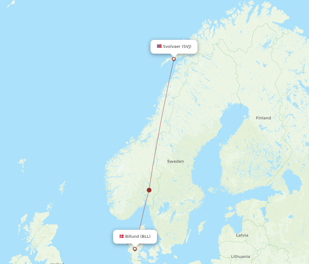 BLL-SVJ flight routes