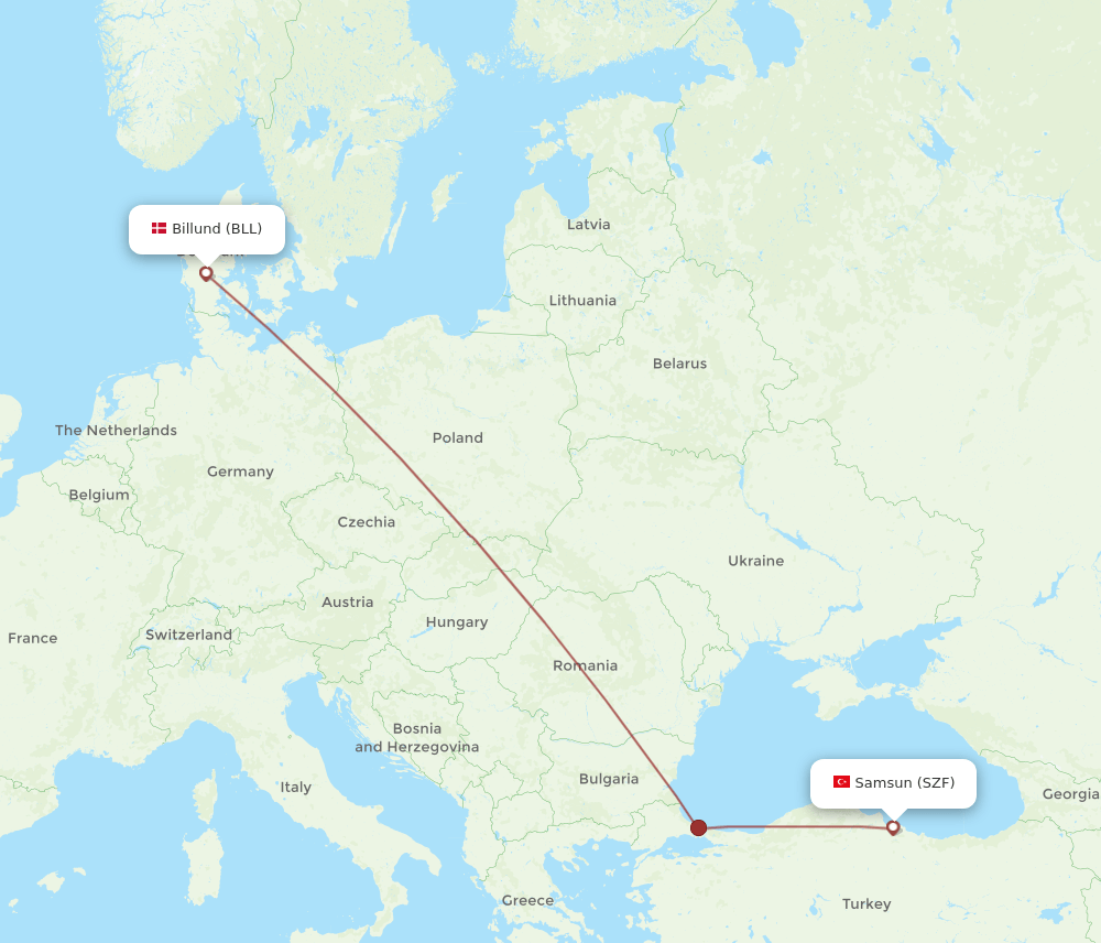 BLL-SZF flight routes