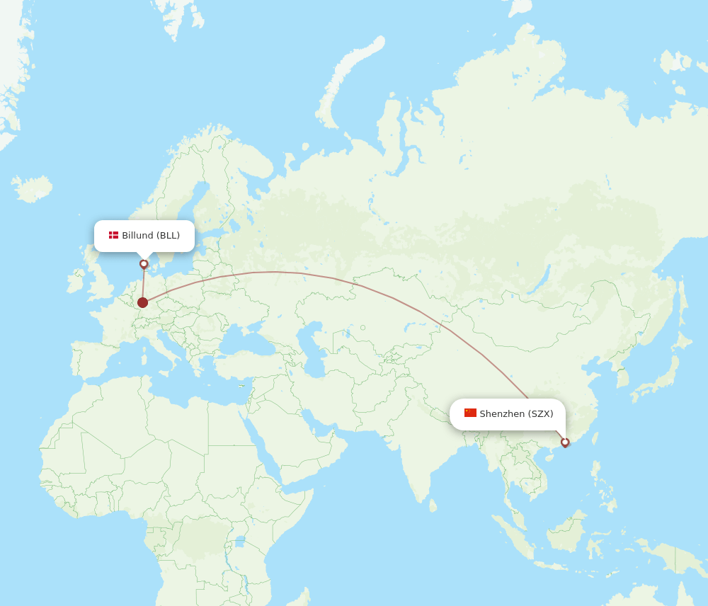 BLL-SZX flight routes