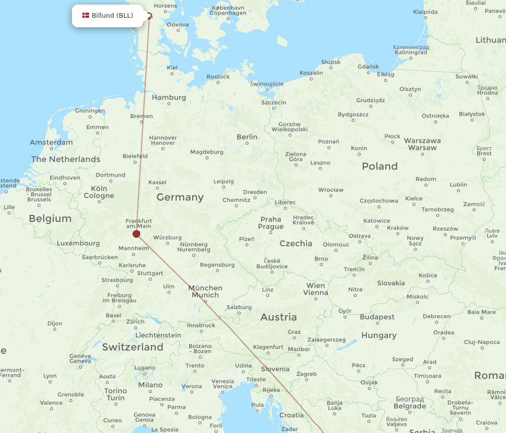 BLL to TIV flights and routes map