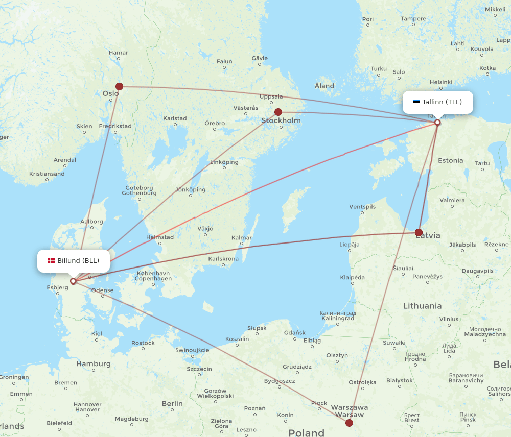 BLL-TLL flight routes