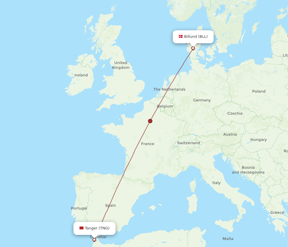 BLL-TNG flight routes
