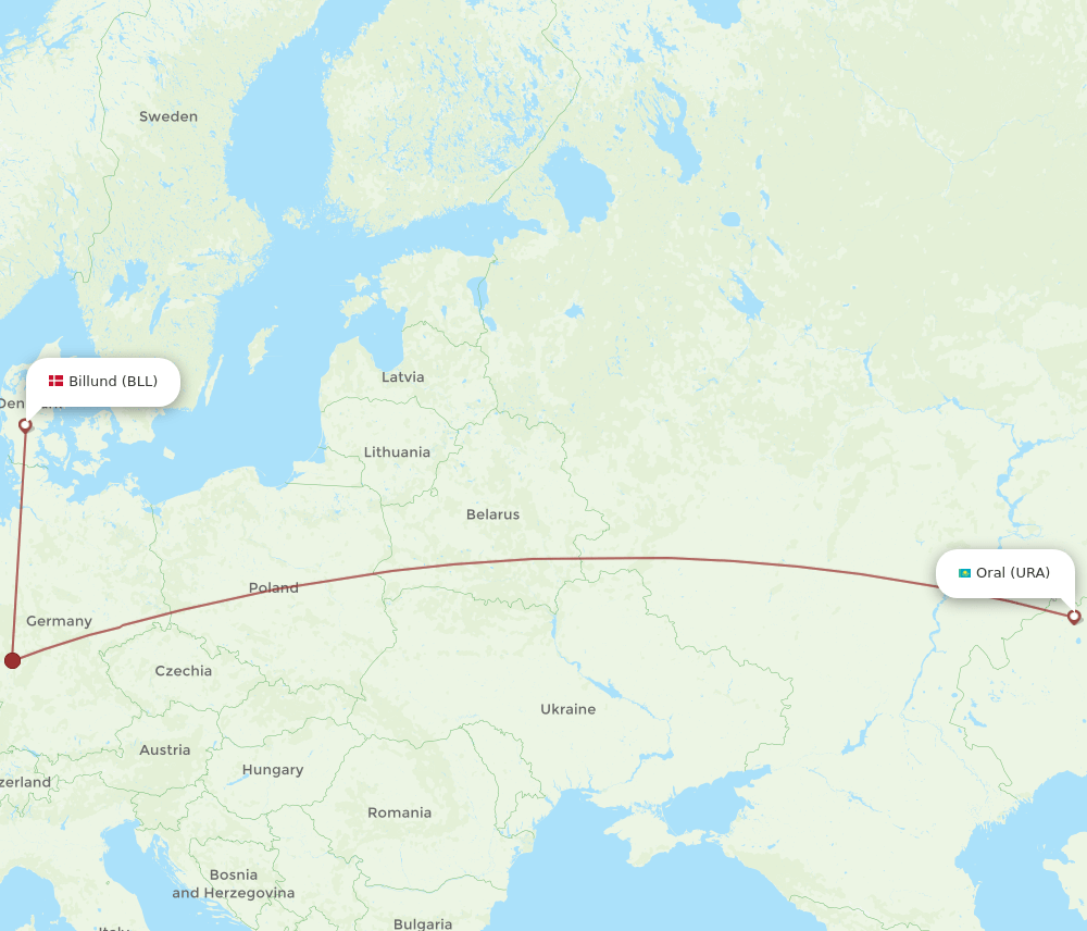 BLL-URA flight routes