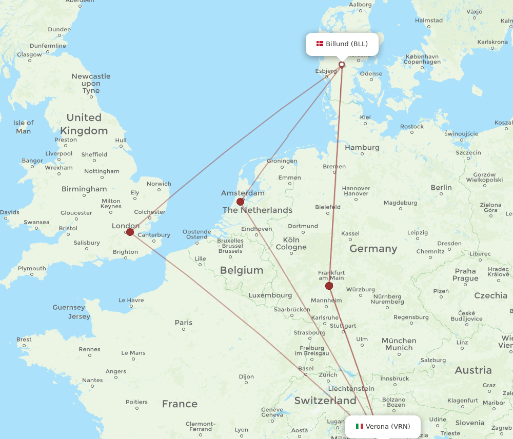 BLL-VRN flight routes