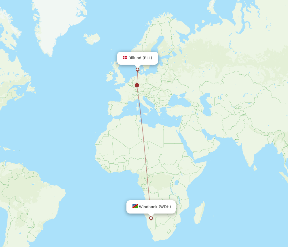 BLL-WDH flight routes