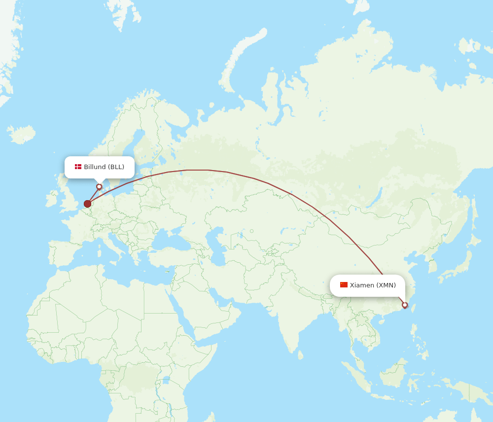 BLL-XMN flight routes