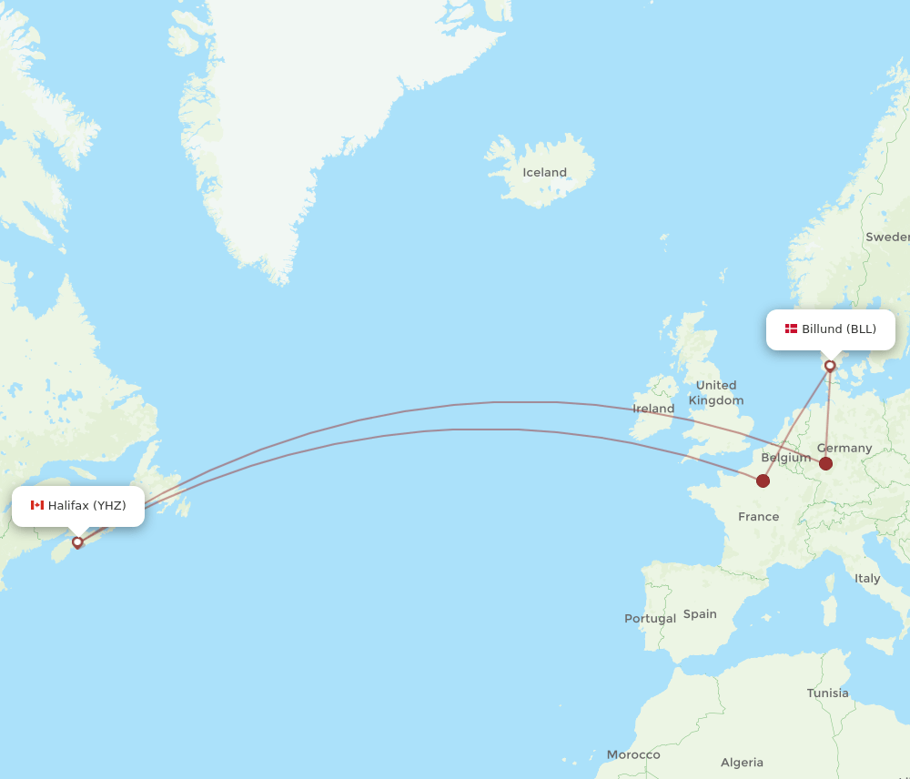 BLL-YHZ flight routes