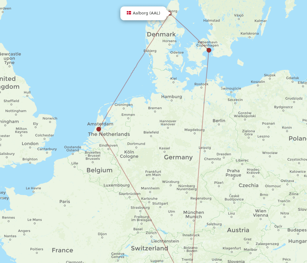 BLQ-AAL flight routes
