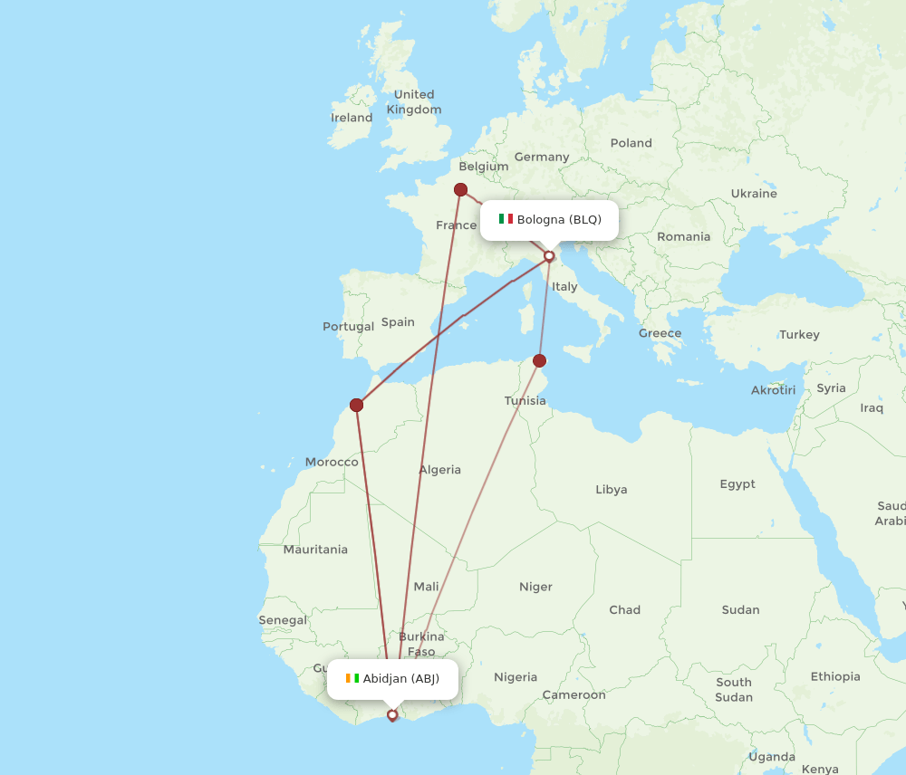 BLQ-ABJ flight routes