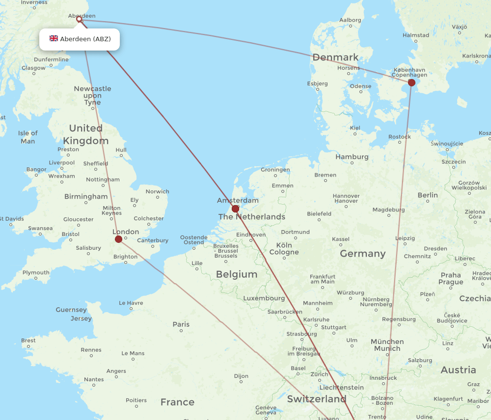 BLQ to ABZ flights and routes map