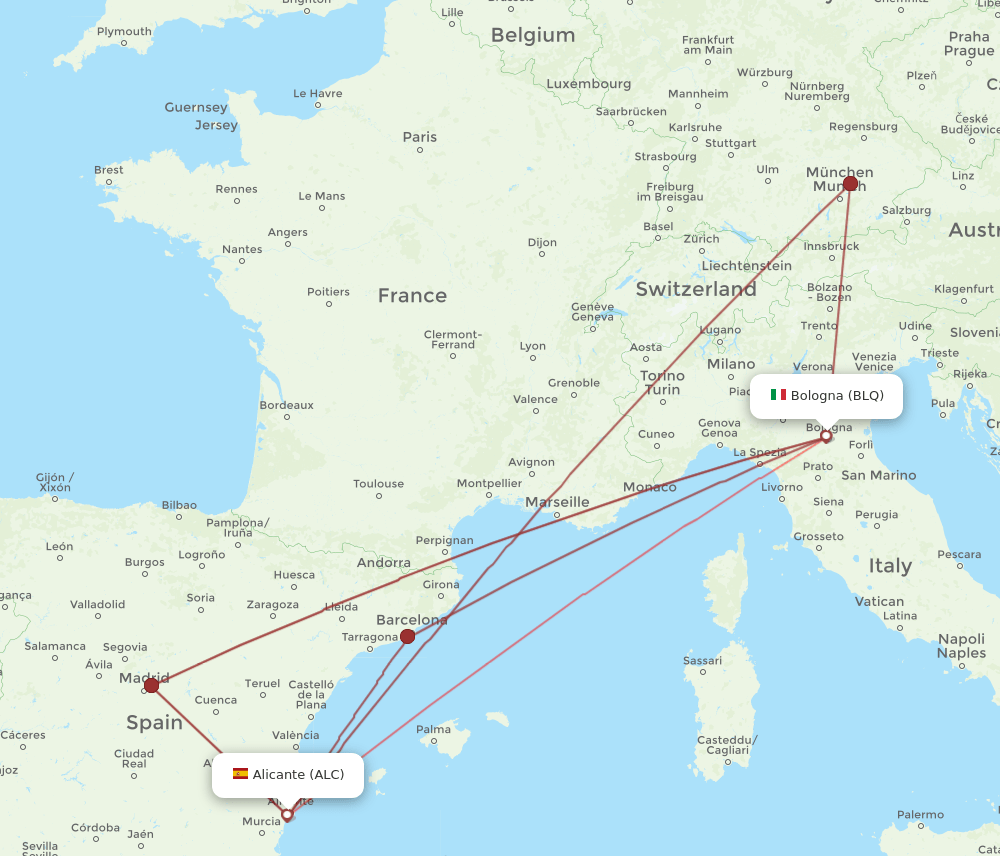 BLQ-ALC flight routes