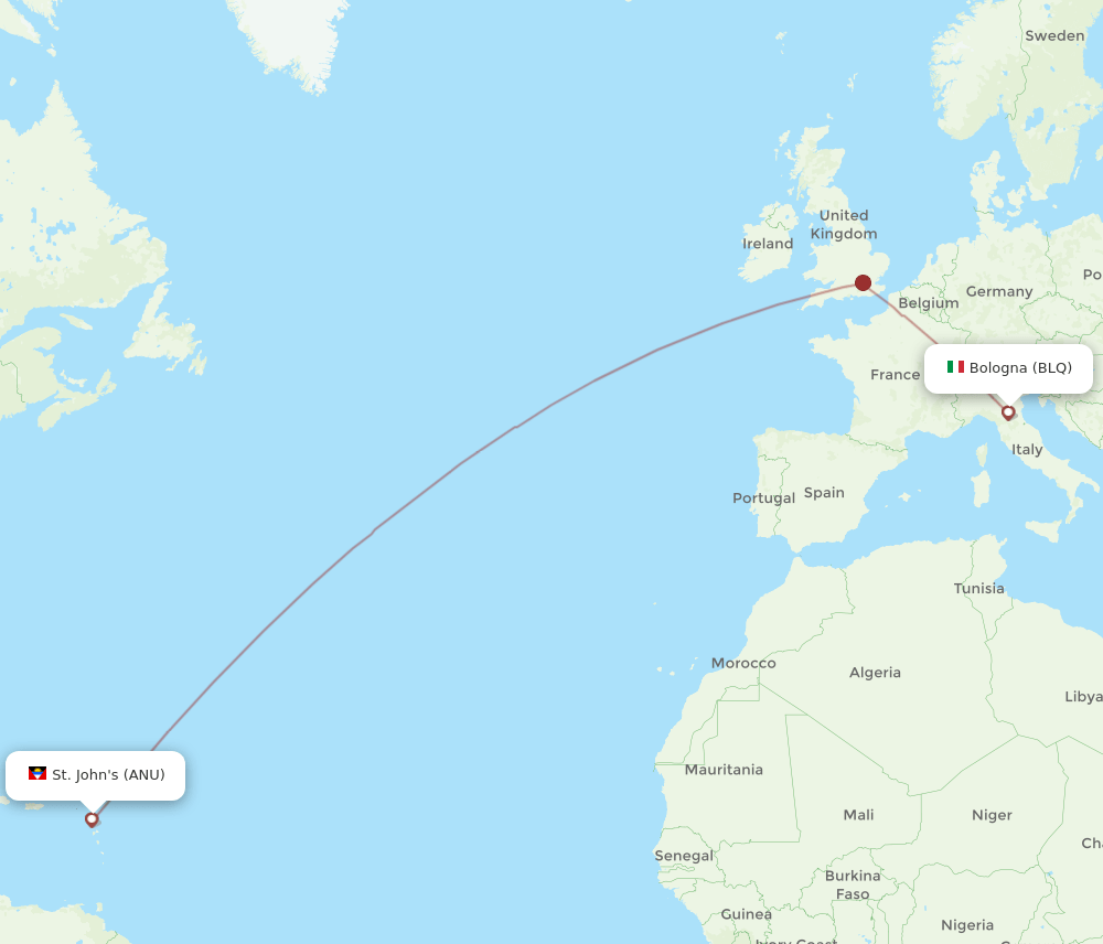 BLQ to ANU flights and routes map