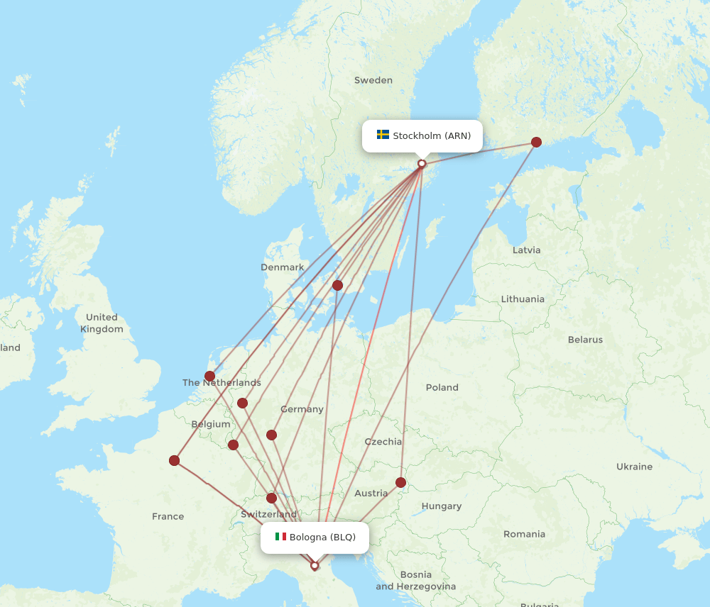 BLQ-ARN flight routes