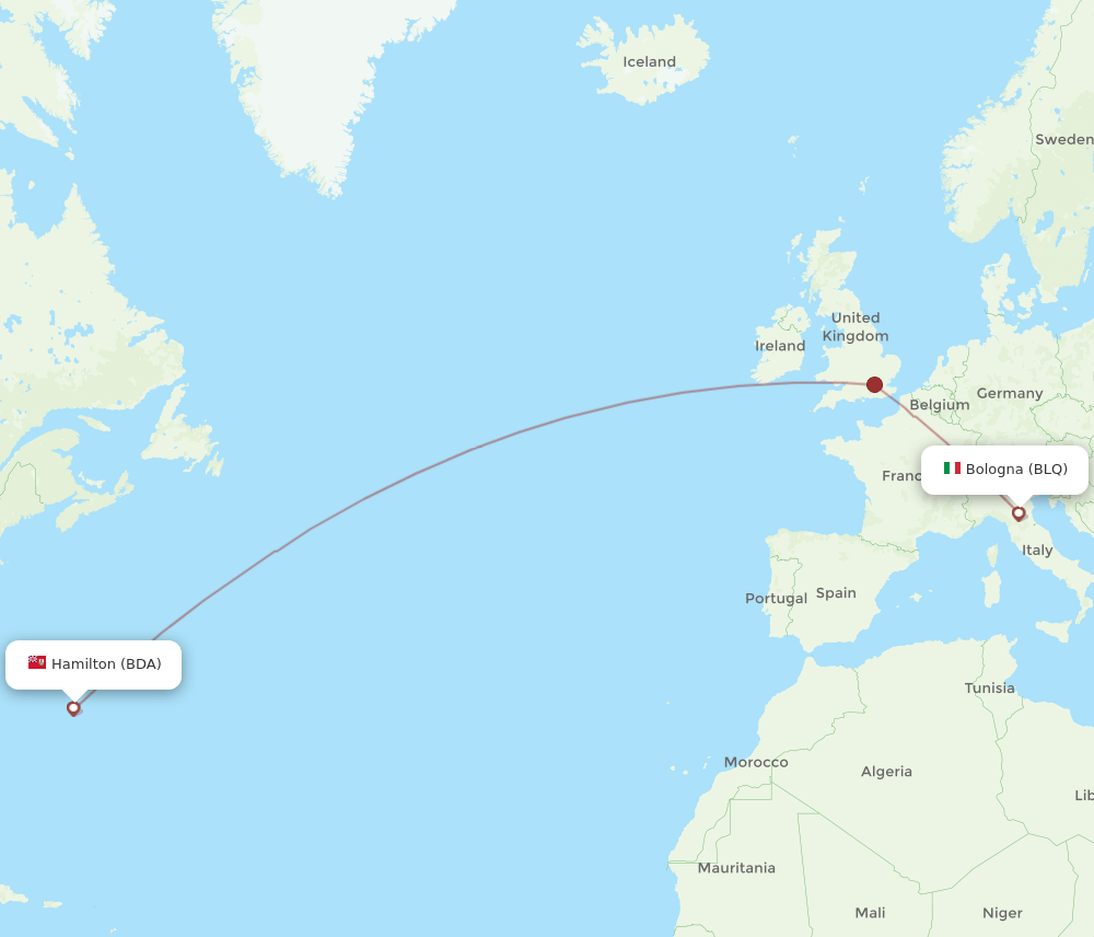 BLQ-BDA flight routes