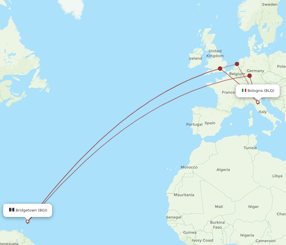 BLQ-BGI flight routes