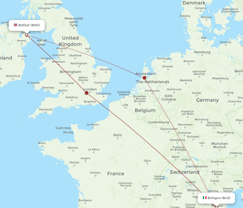 BLQ-BHD flight routes