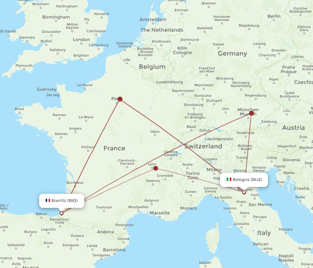 BLQ-BIQ flight routes
