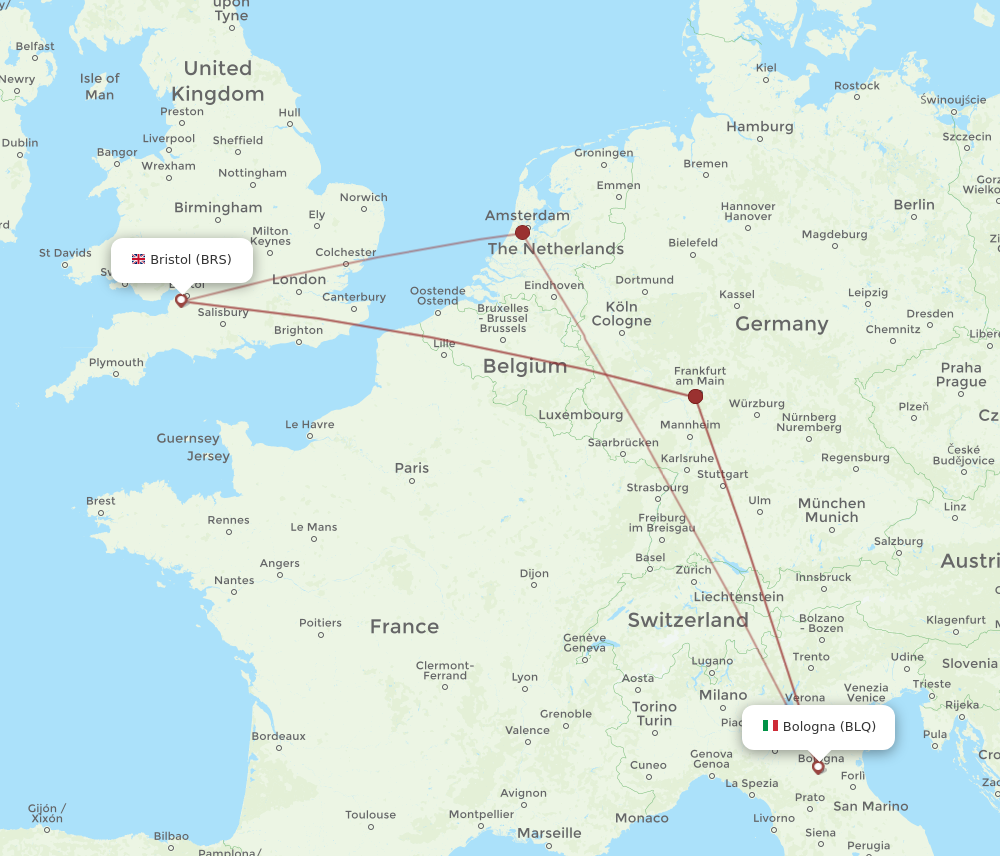 BLQ to BRS flights and routes map