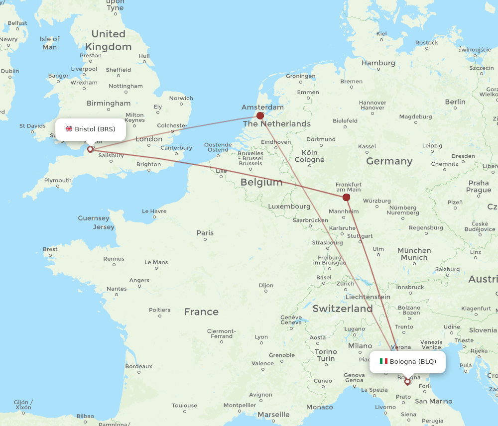 BLQ-BRS flight routes