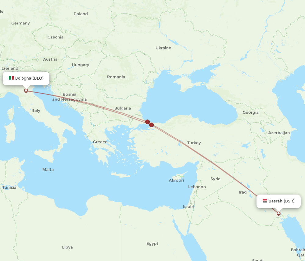 BLQ-BSR flight routes