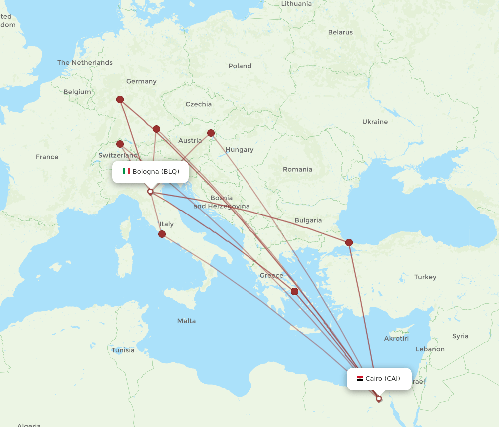 BLQ to CAI flights and routes map