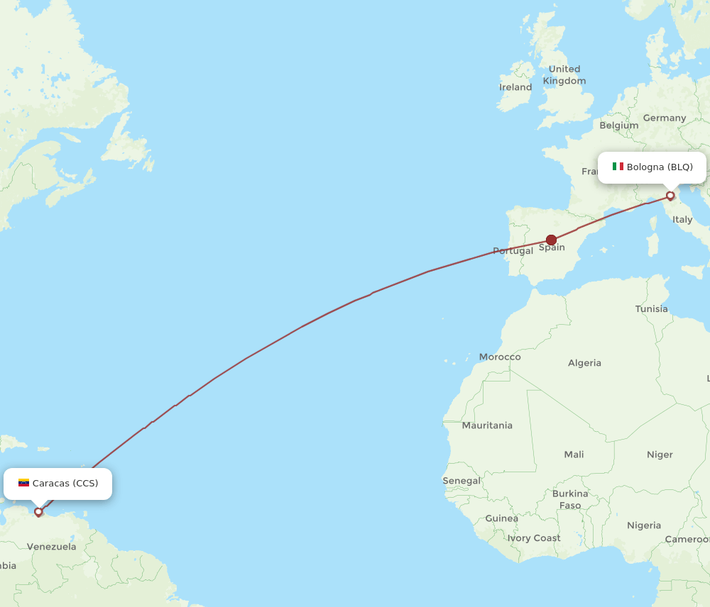 BLQ-CCS flight routes
