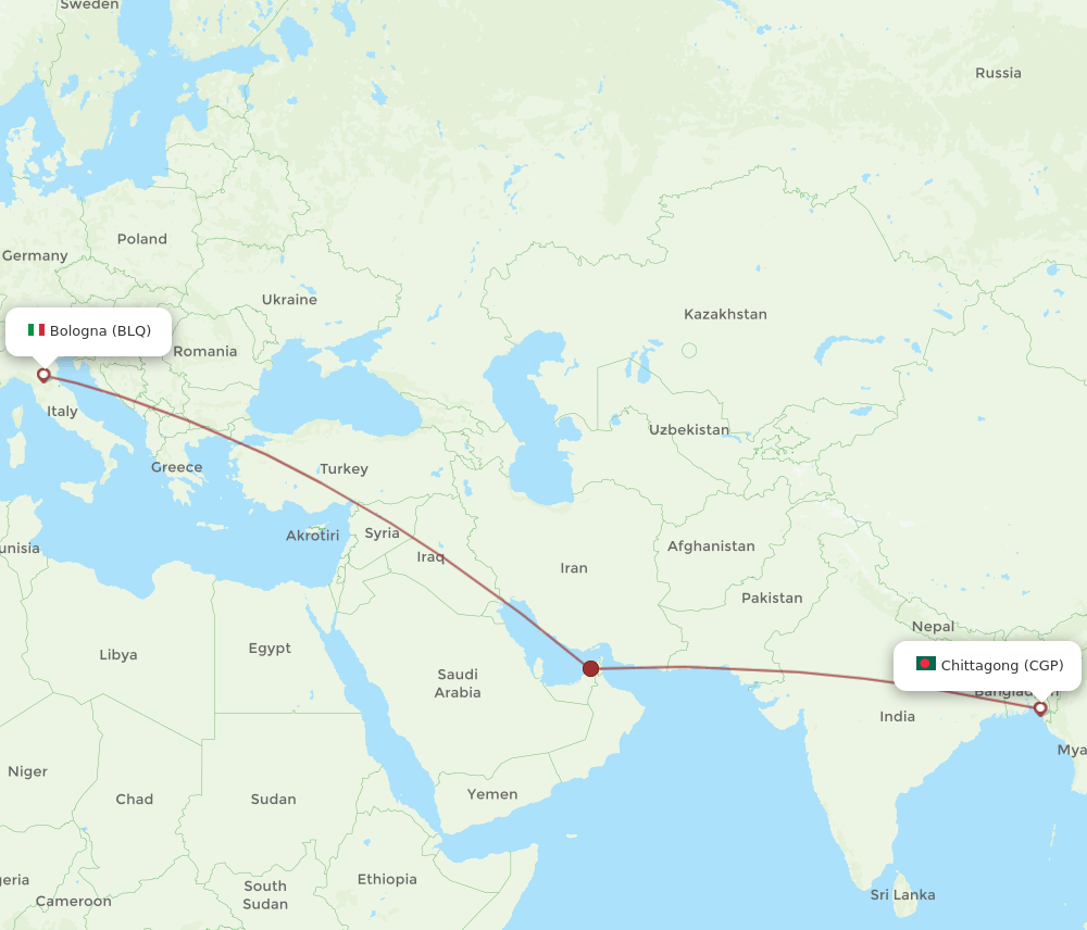 BLQ-CGP flight routes