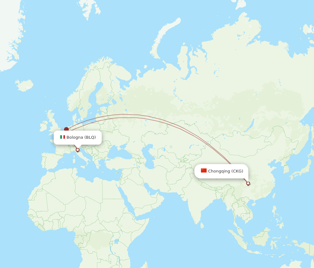 BLQ-CKG flight routes
