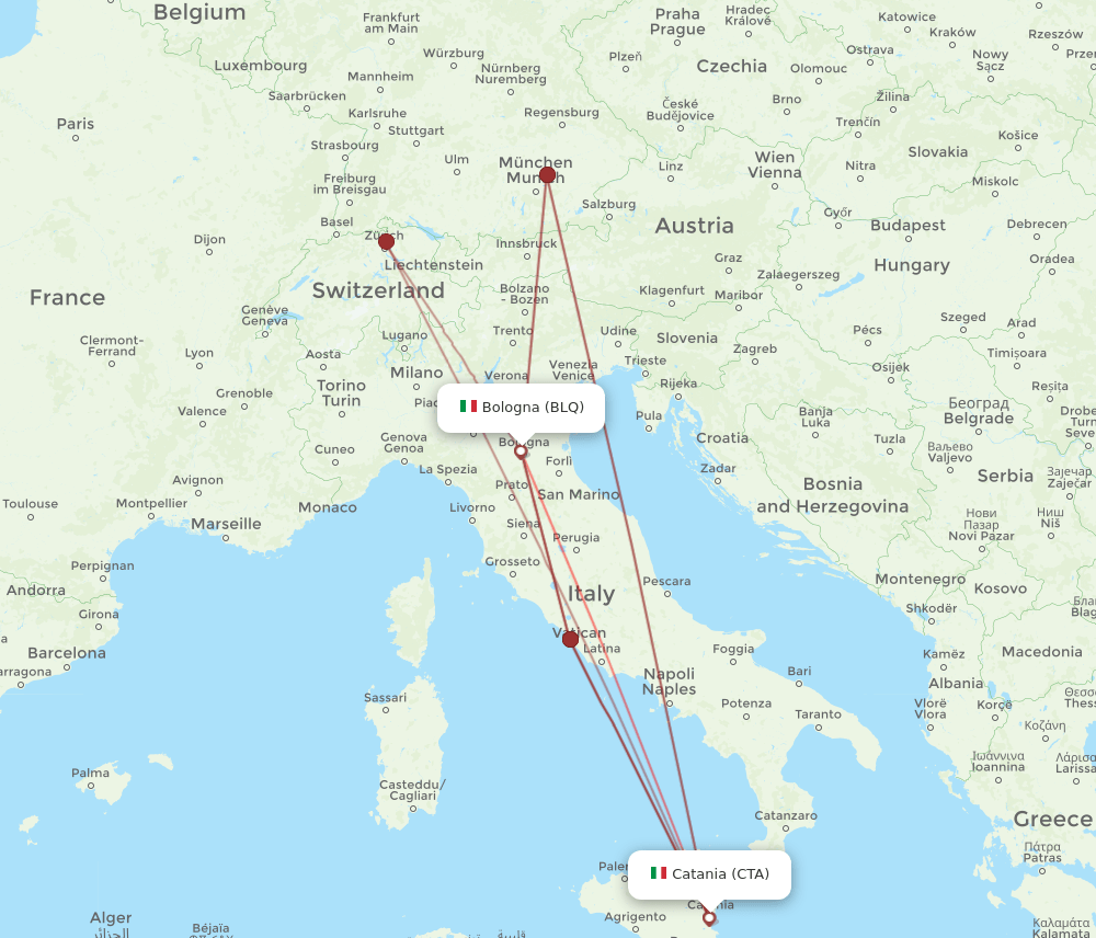 BLQ-CTA flight routes