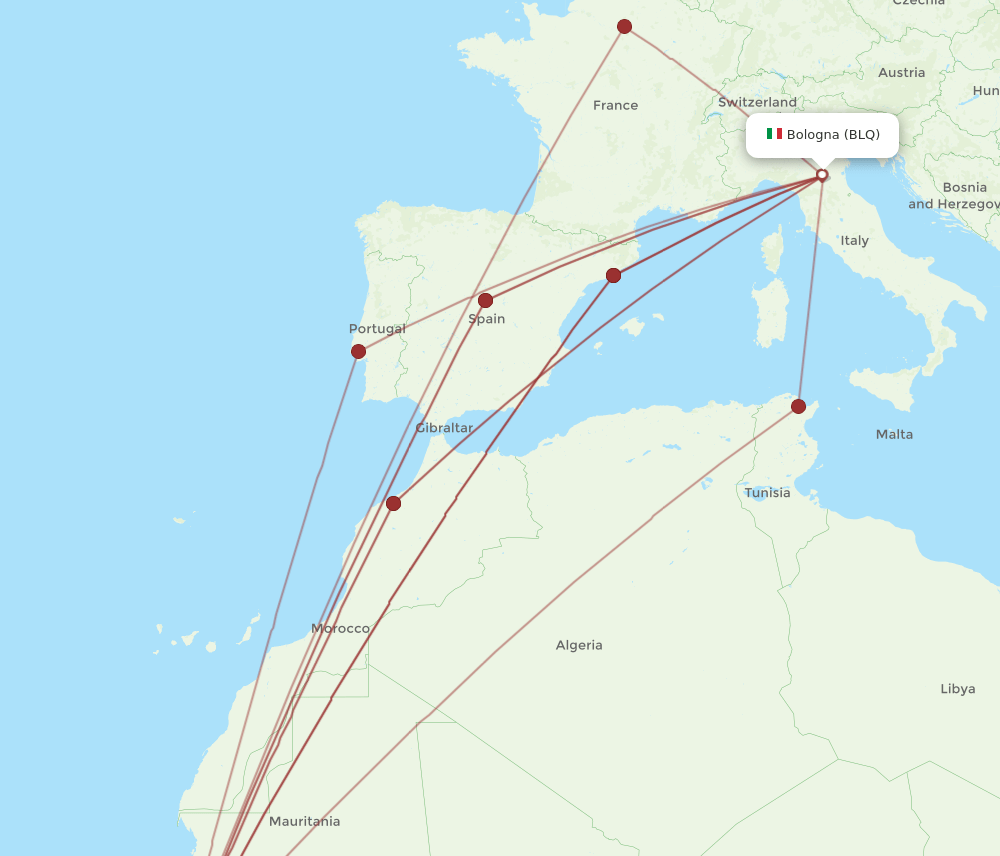 BLQ-DSS flight routes