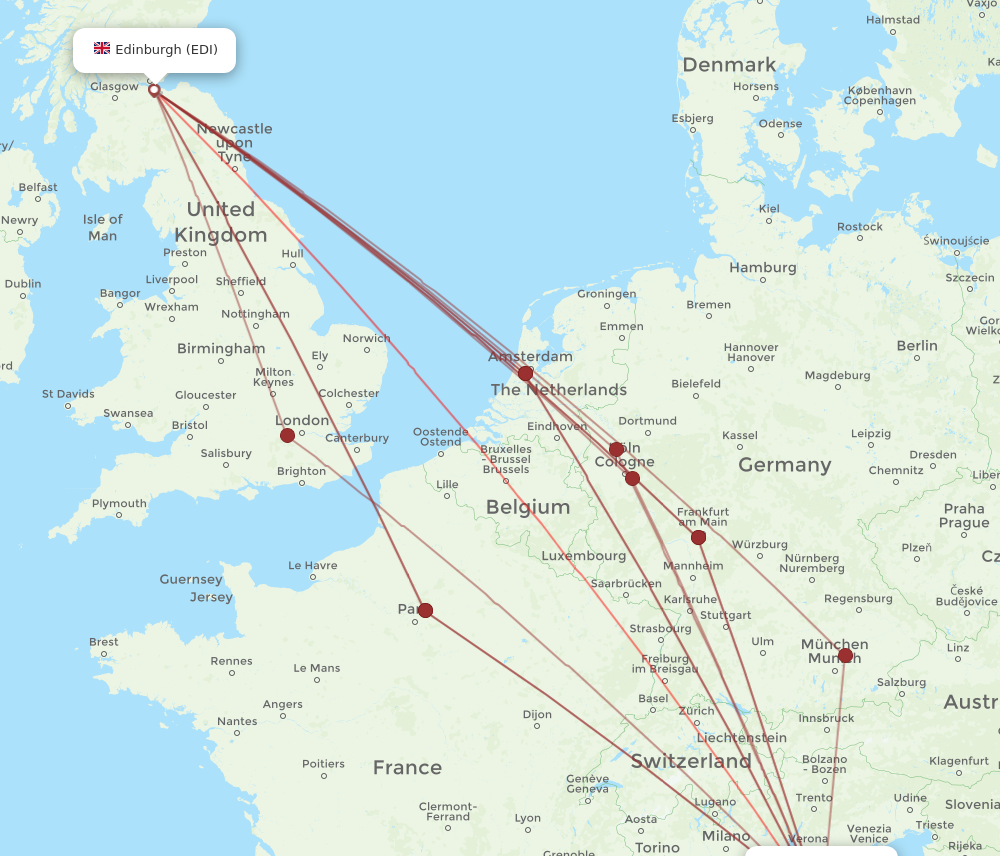 BLQ to EDI flights and routes map