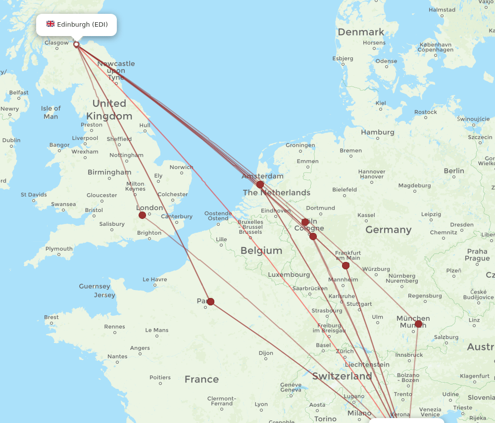 BLQ to EDI flights and routes map