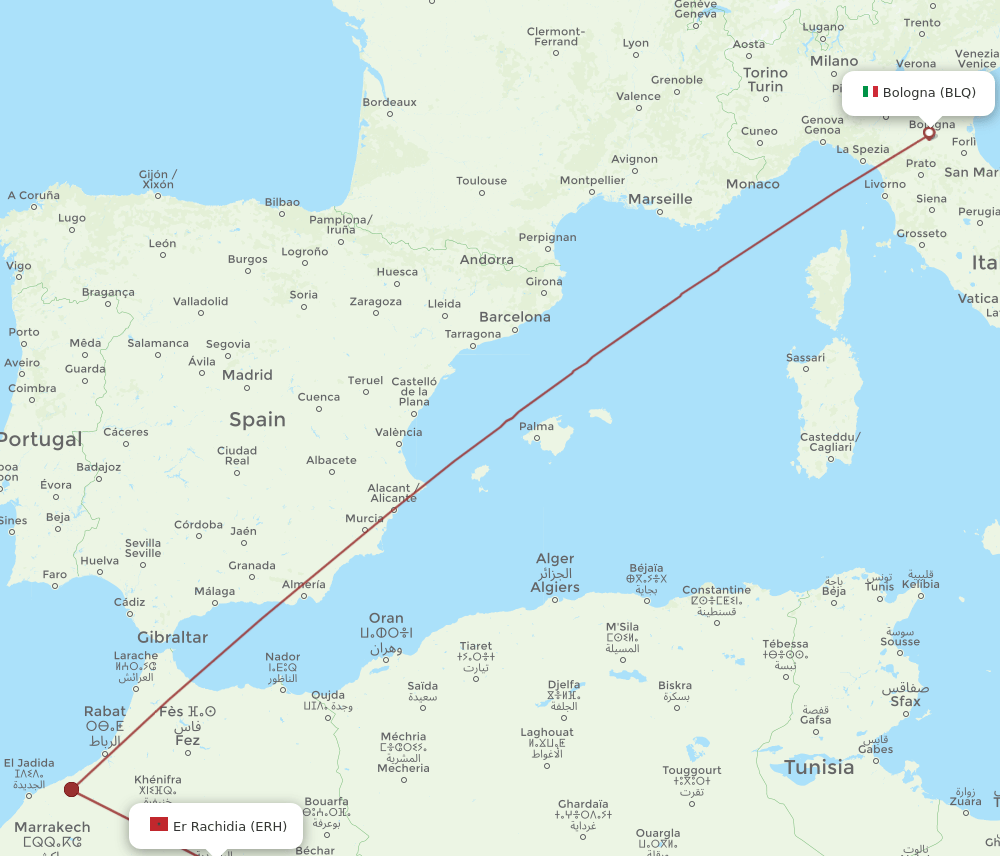 BLQ to ERH flights and routes map