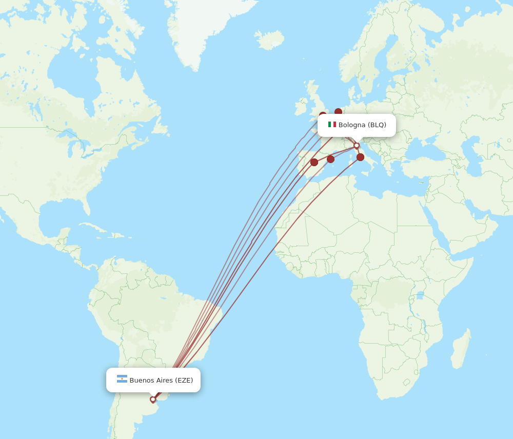 BLQ to EZE flights and routes map