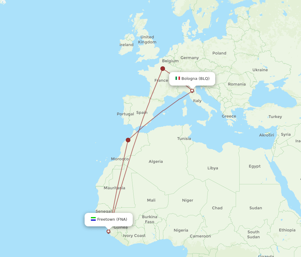 BLQ-FNA flight routes