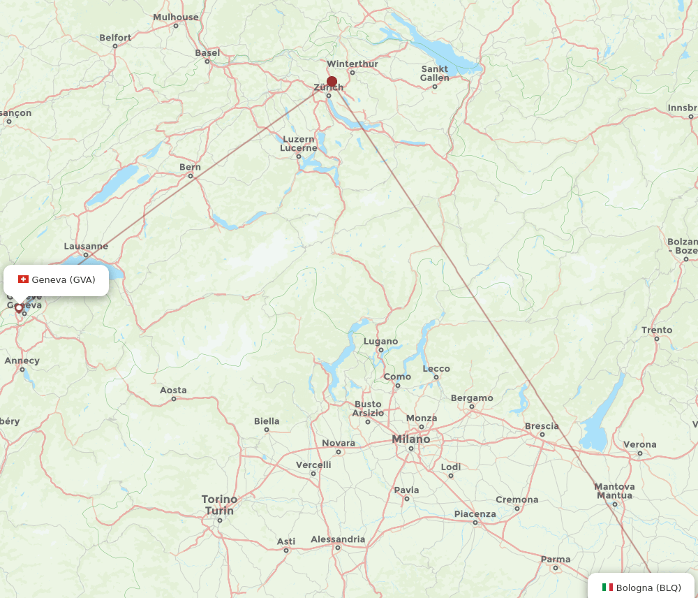 BLQ-GVA flight routes