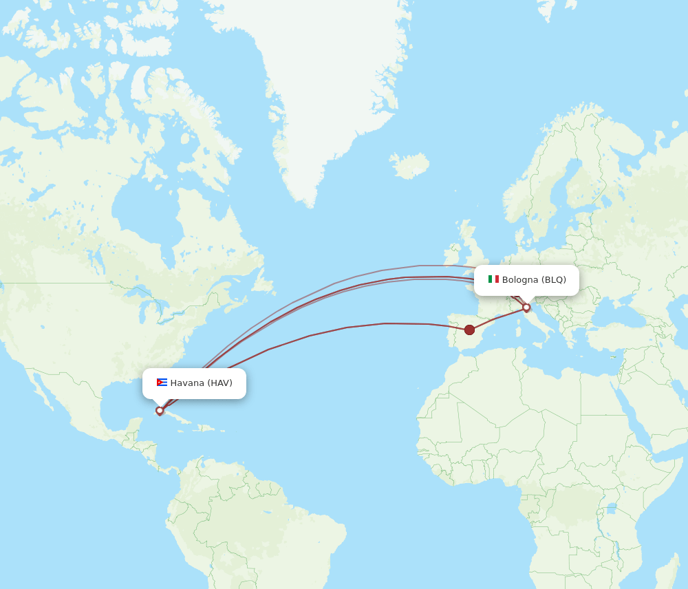 BLQ-HAV flight routes